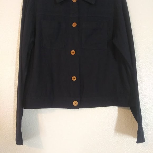 Naturals d&CO. women's size S navy blue long sleeve top - Picture 3 of 13